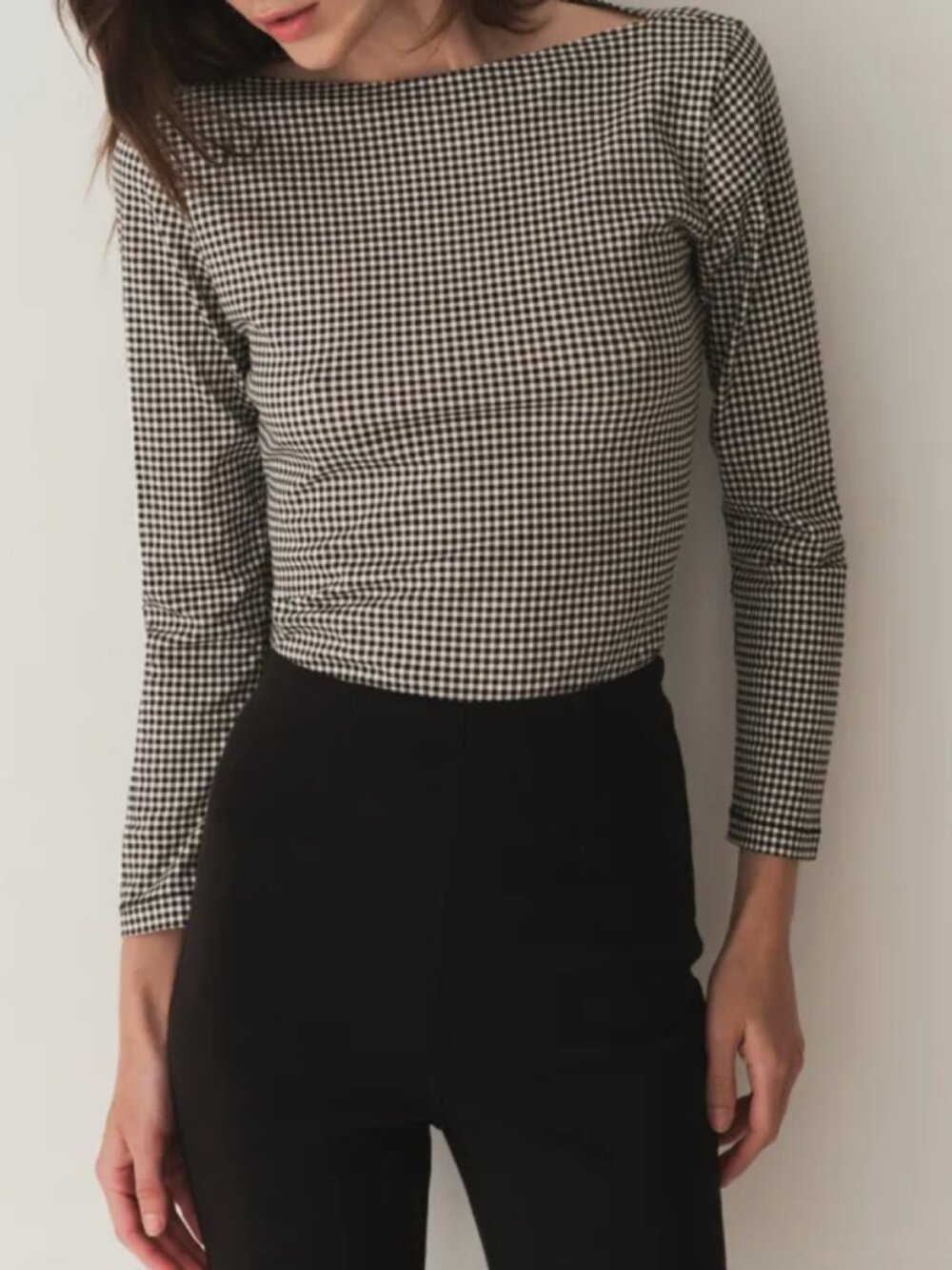 Dôen Paulette Tee in Noir La Maddalena Gingham Size L